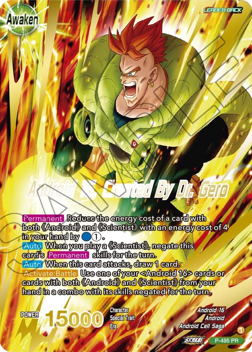 Android 16 // Android 16, Created By Dr. Gero (Gold Stamped) (P-495) [Promotion Cards] | Pegasus Games WI