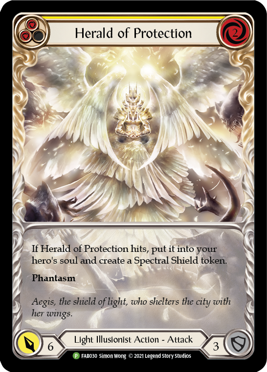 Herald of Protection (Yellow Extended Art) [FAB030] (Promo)  Rainbow Foil | Pegasus Games WI