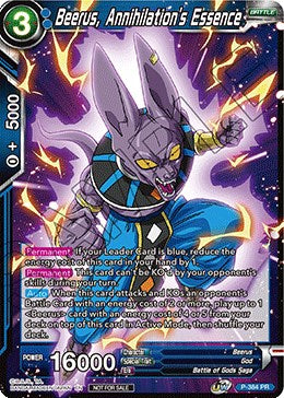 Beerus, Annihilation's Essence (Tournament Pack Vol. 8) (P-384) [Tournament Promotion Cards] | Pegasus Games WI