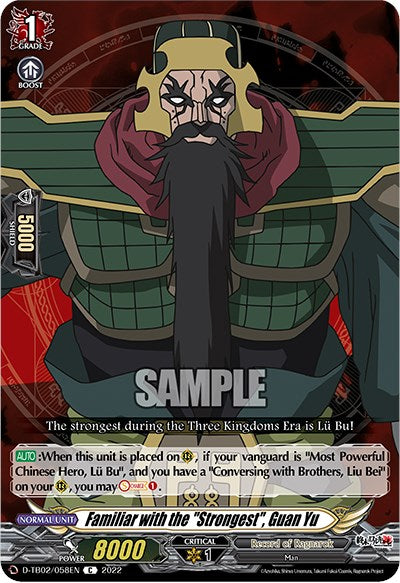 Familiar with the "Strongest", Guan Yu (D-TB02/058EN) [Record of Ragnarok] | Pegasus Games WI