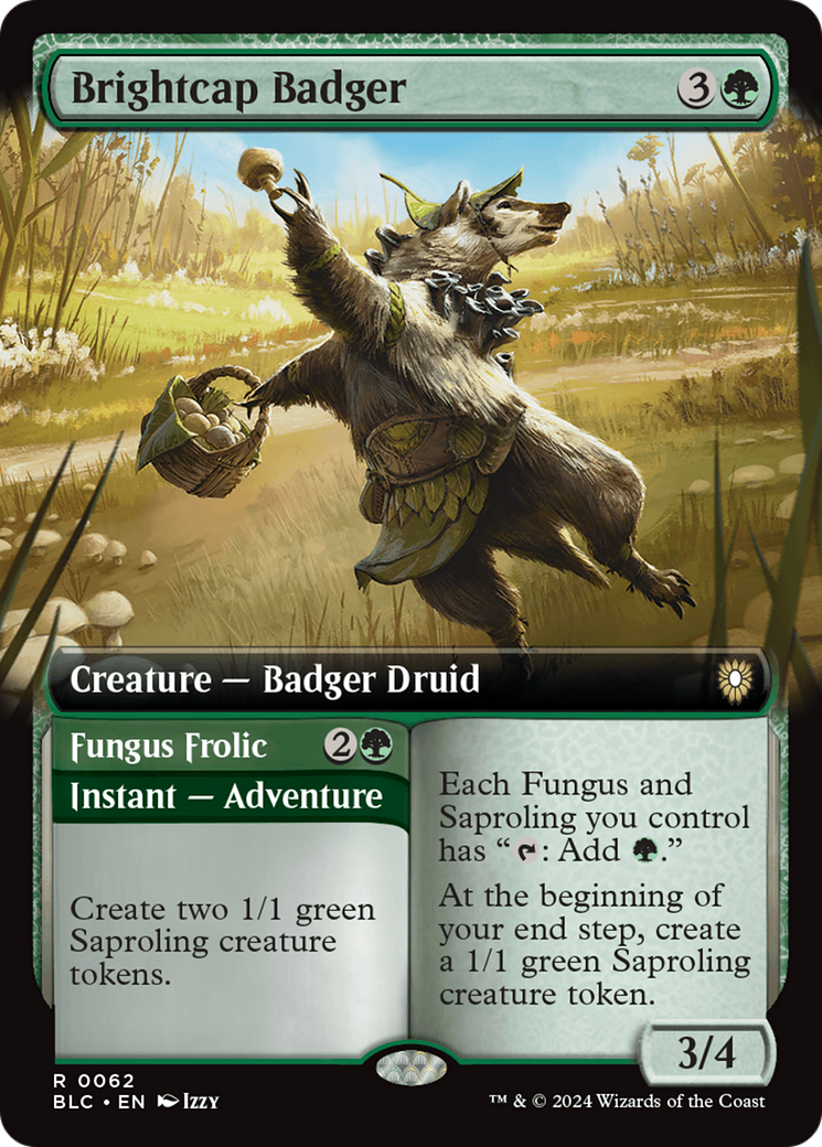 Brightcap Badger // Fungus Frolic (Extended Art) [Bloomburrow Commander] | Pegasus Games WI