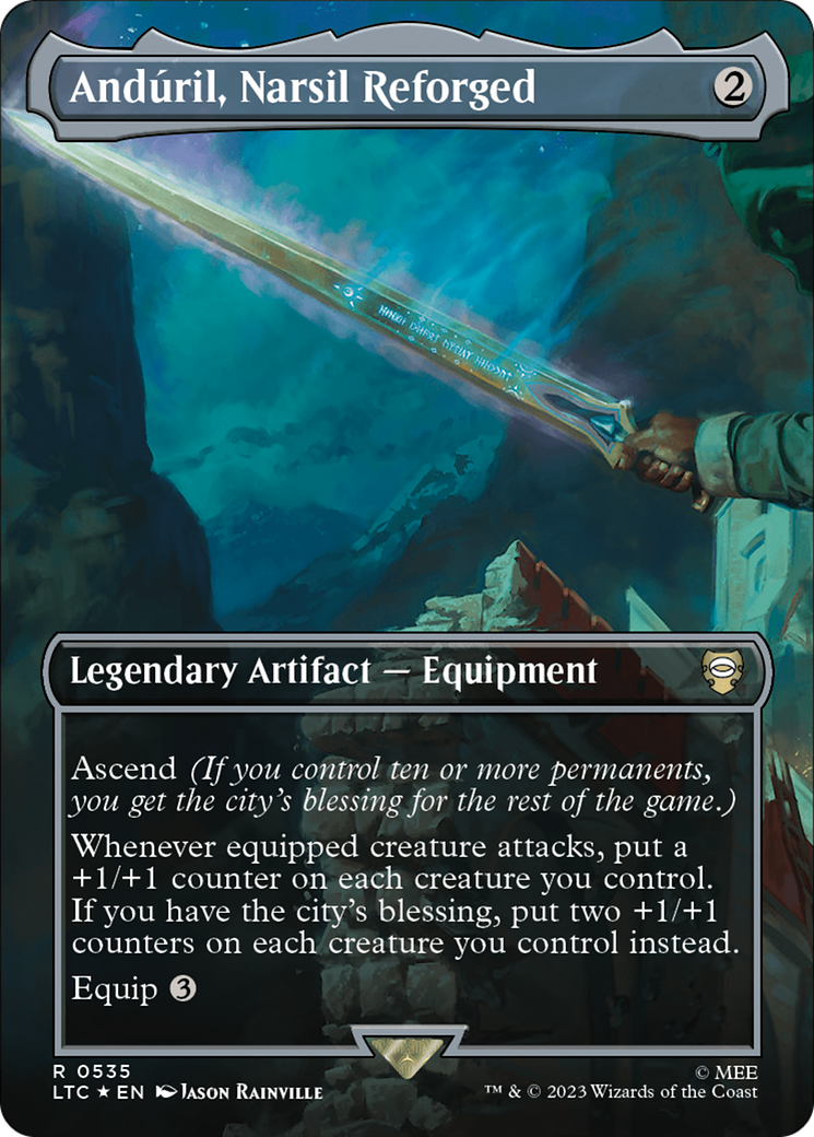 Anduril, Narsil Reforged (Borderless) (Surge Foil) [The Lord of the Rings: Tales of Middle-Earth Commander] | Pegasus Games WI