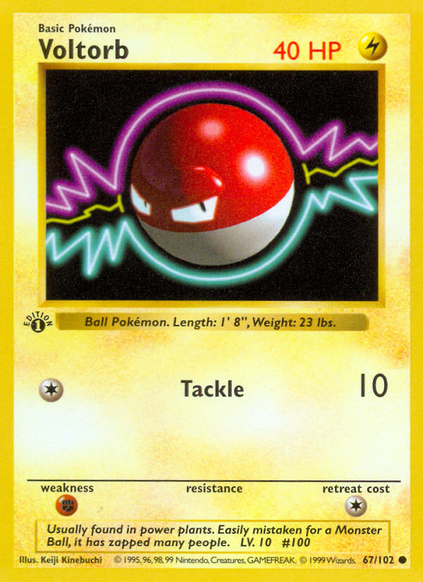 Voltorb (67/102) (Shadowless) [Base Set 1st Edition] | Pegasus Games WI