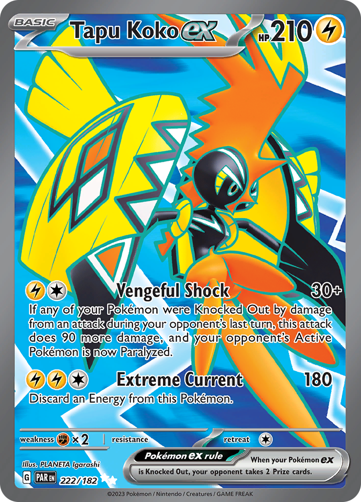 Tapu Koko ex (222/182) [Scarlet & Violet: Paradox Rift] | Pegasus Games WI