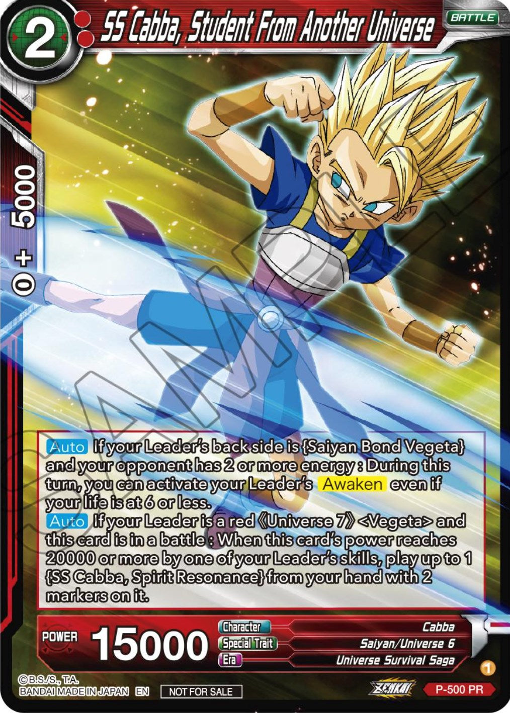 SS Cabba, Student From Another Universe (Zenkai Series Tournament Pack Vol.4) (P-500) [Tournament Promotion Cards] | Pegasus Games WI