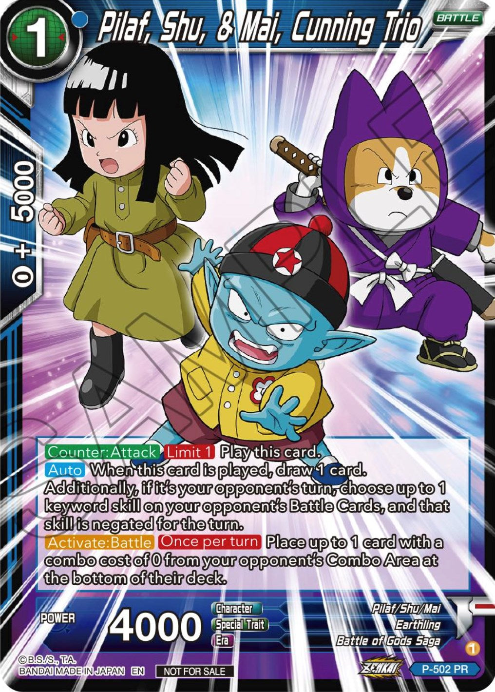 Pilaf, Shu, & Mai, Cunning Trio (Zenkai Series Tournament Pack Vol.4) (P-502) [Tournament Promotion Cards] | Pegasus Games WI