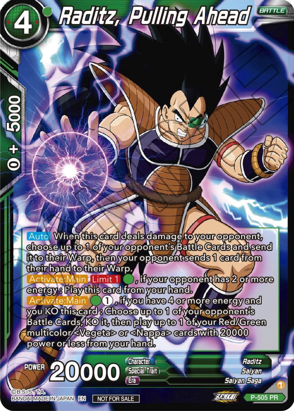 Raditz, Pulling Ahead (Zenkai Series Tournament Pack Vol.4) (P-505) [Tournament Promotion Cards] | Pegasus Games WI