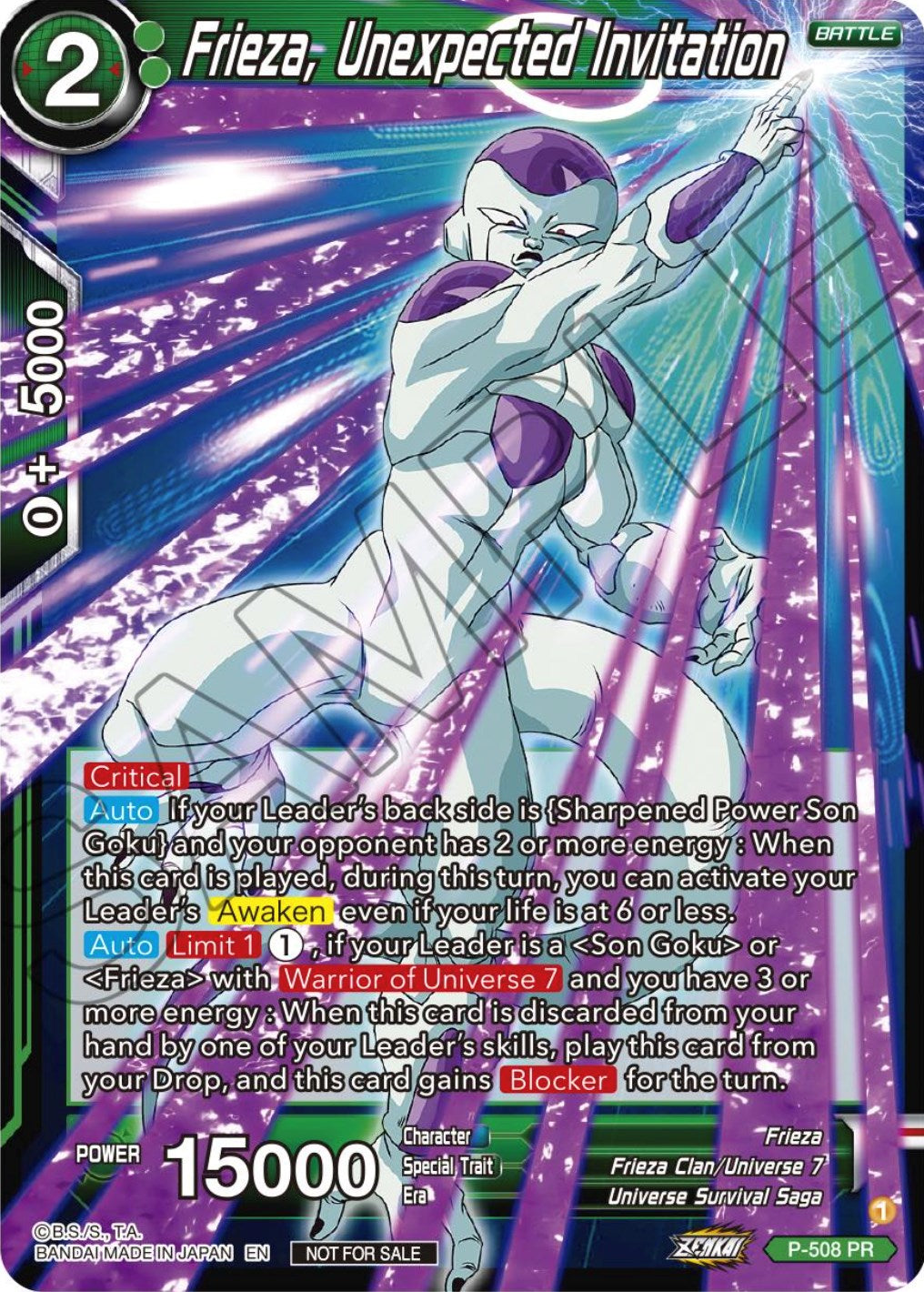 Frieza, Unexpected Invitation (Zenkai Series Tournament Pack Vol.4) (P-508) [Tournament Promotion Cards] | Pegasus Games WI