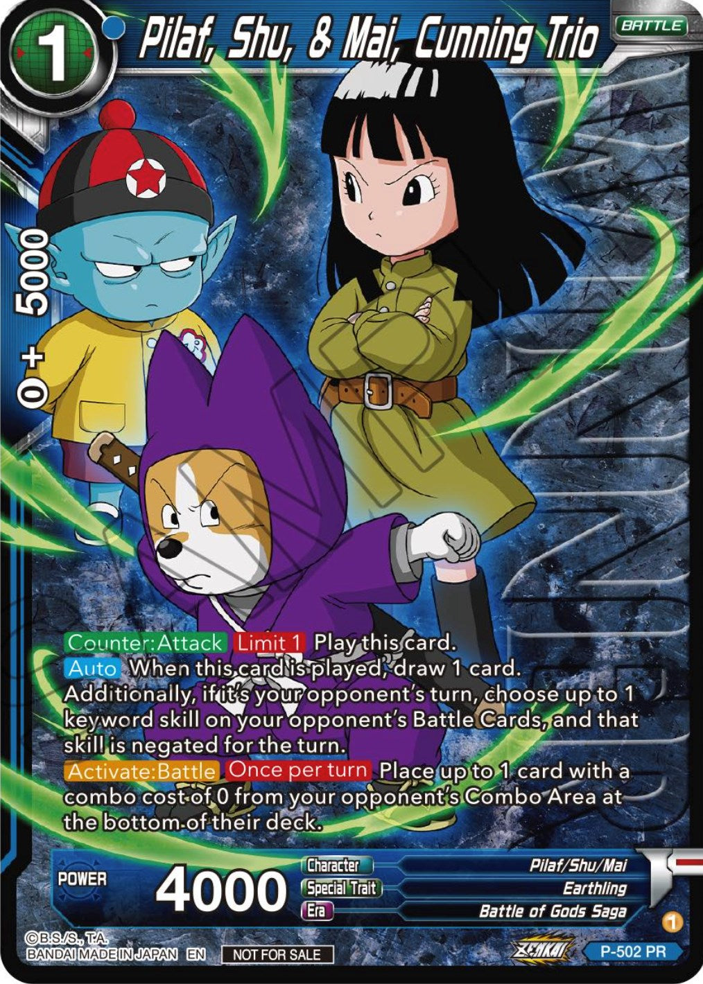 Pilaf, Shu, & Mai, Cunning Trio (Zenkai Series Tournament Pack Vol.4 Winner) (P-502) [Tournament Promotion Cards] | Pegasus Games WI