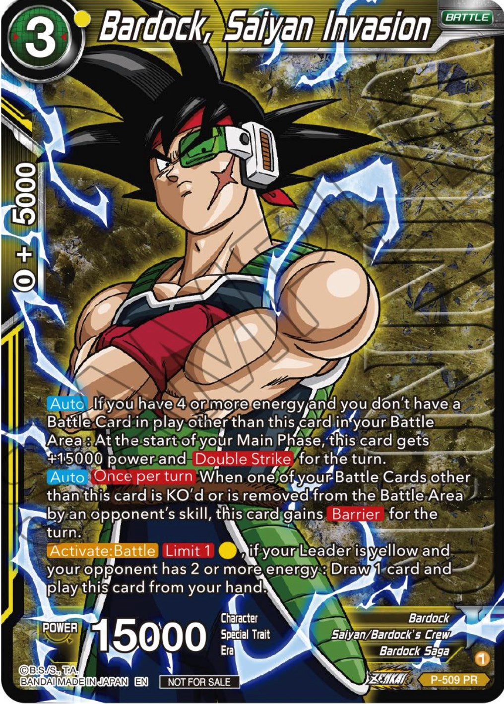 Bardock, Saiyan Invasion (Zenkai Series Tournament Pack Vol.4 Winner) (P-509) [Tournament Promotion Cards] | Pegasus Games WI