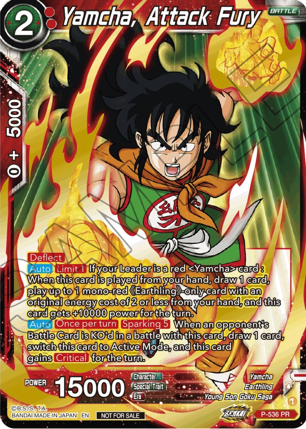 Yamcha, Attack Fury (Championship Selection Pack 2023 Vol.2) (Gold-Stamped Silver Foil) (P-536) [Tournament Promotion Cards] | Pegasus Games WI