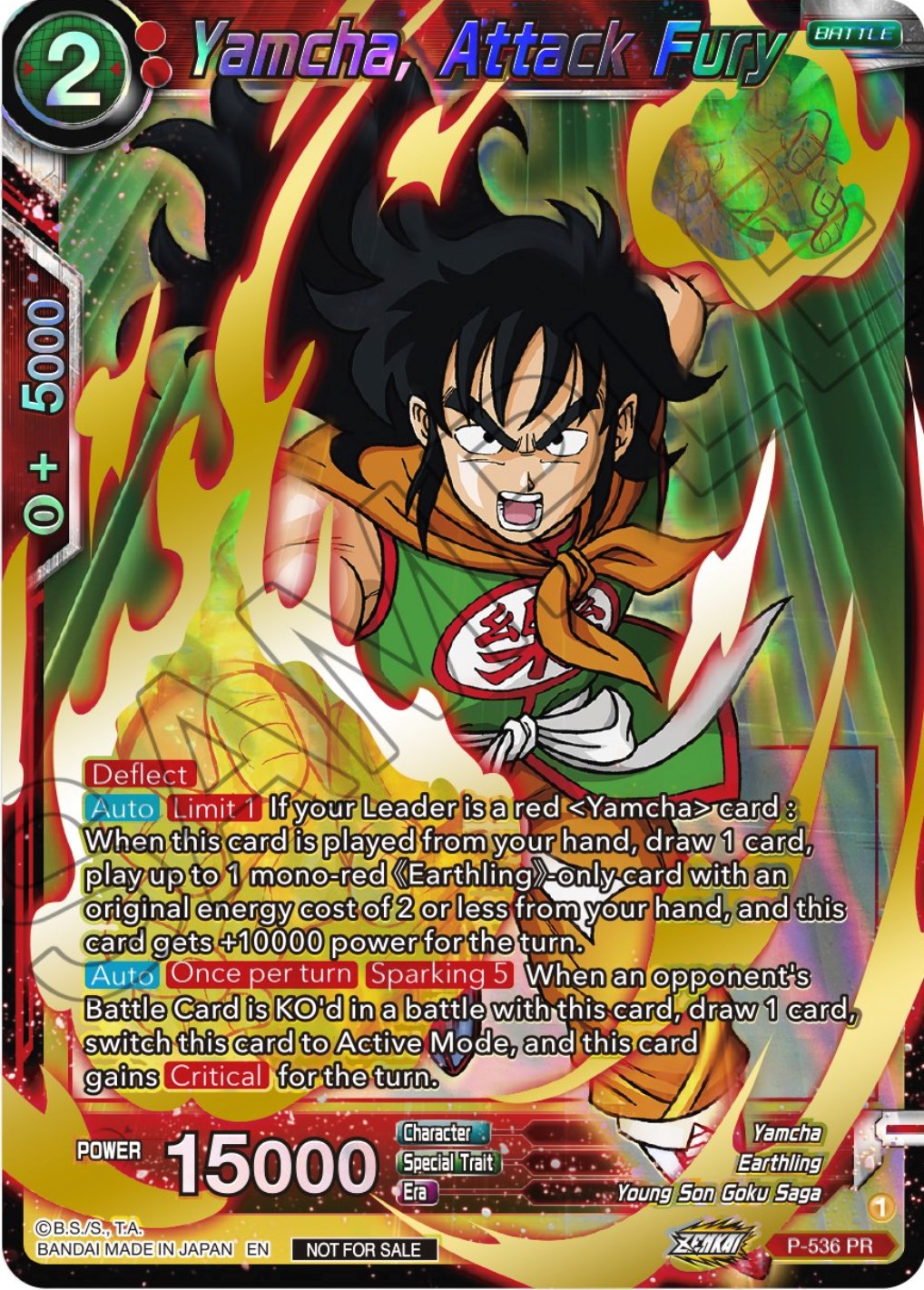 Yamcha, Attack Fury (Championship Selection Pack 2023 Vol.2) (Gold-Stamped Shatterfoil) (P-536) [Tournament Promotion Cards] | Pegasus Games WI