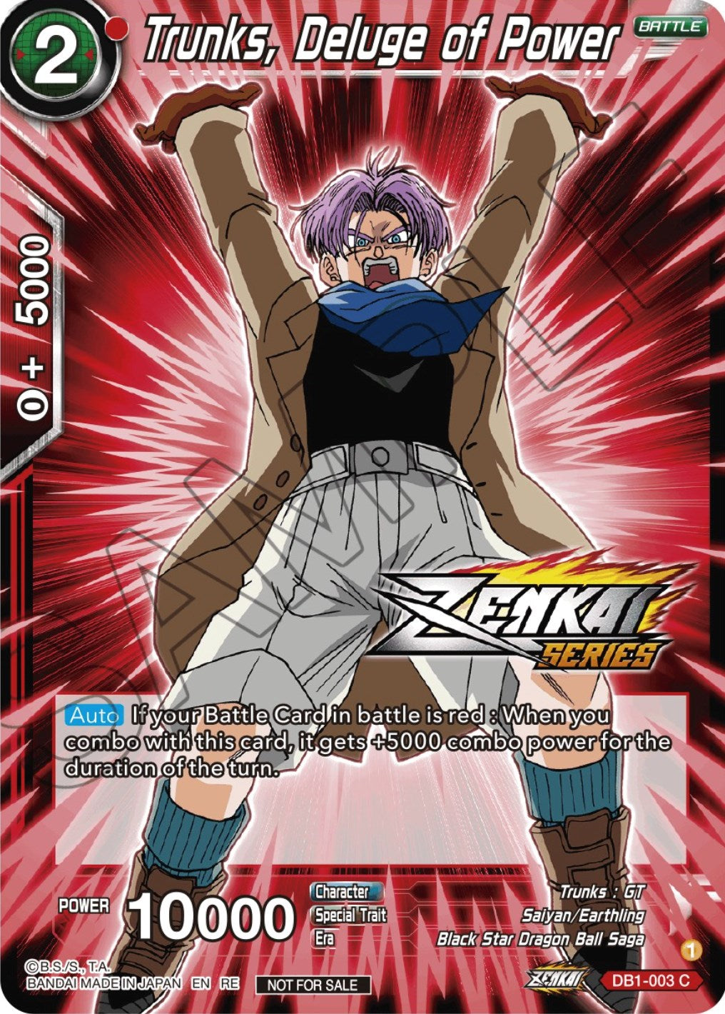 Trunks, Deluge of Power (Event Pack 12) (DB1-003) [Tournament Promotion Cards] | Pegasus Games WI