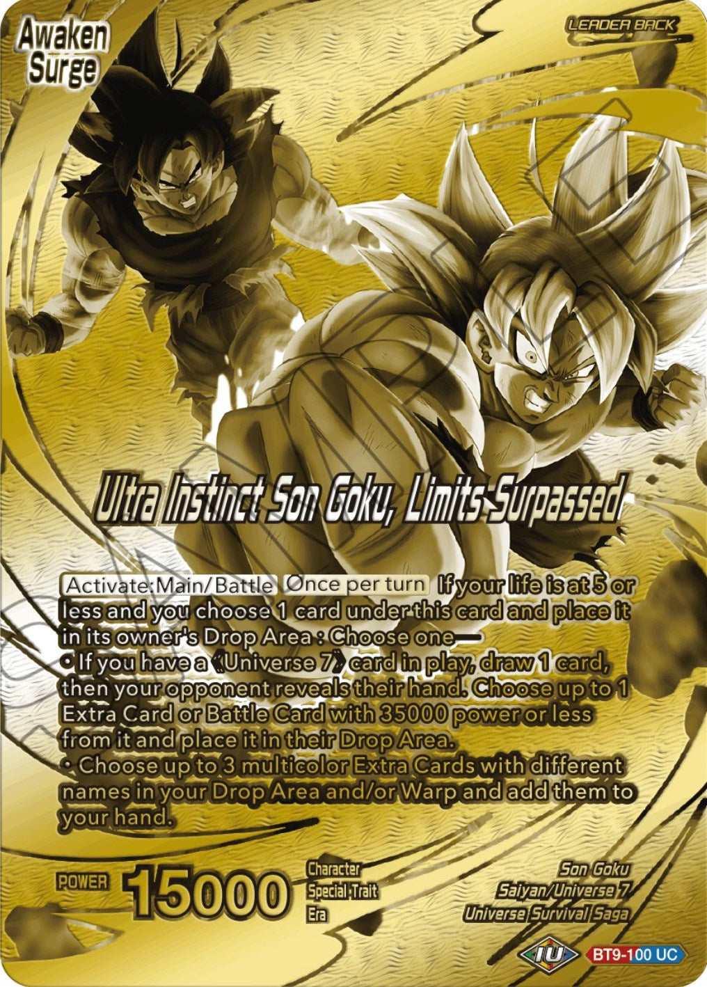 Son Goku // Ultra Instinct Son Goku, Limits Surpassed (Championship 2023 Golden Card Vol.2, Version 1) (BT9-100) [Tournament Promotion Cards] | Pegasus Games WI