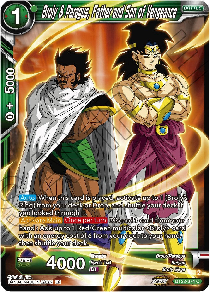 Broly & Paragus, Father and Son of Vengeance (BT22-074) [Critical Blow] | Pegasus Games WI