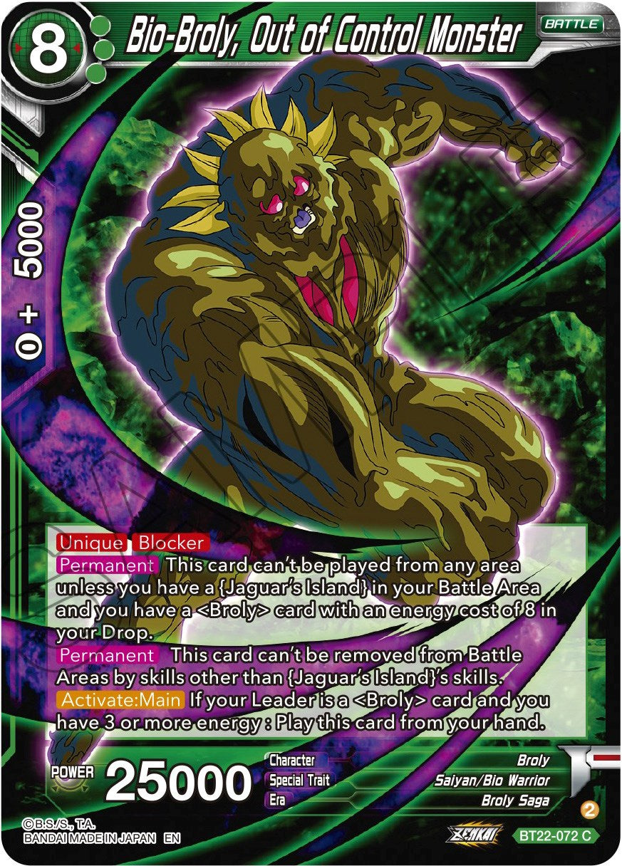 Bio-Broly, Out of Control Monster (BT22-072) [Critical Blow] | Pegasus Games WI