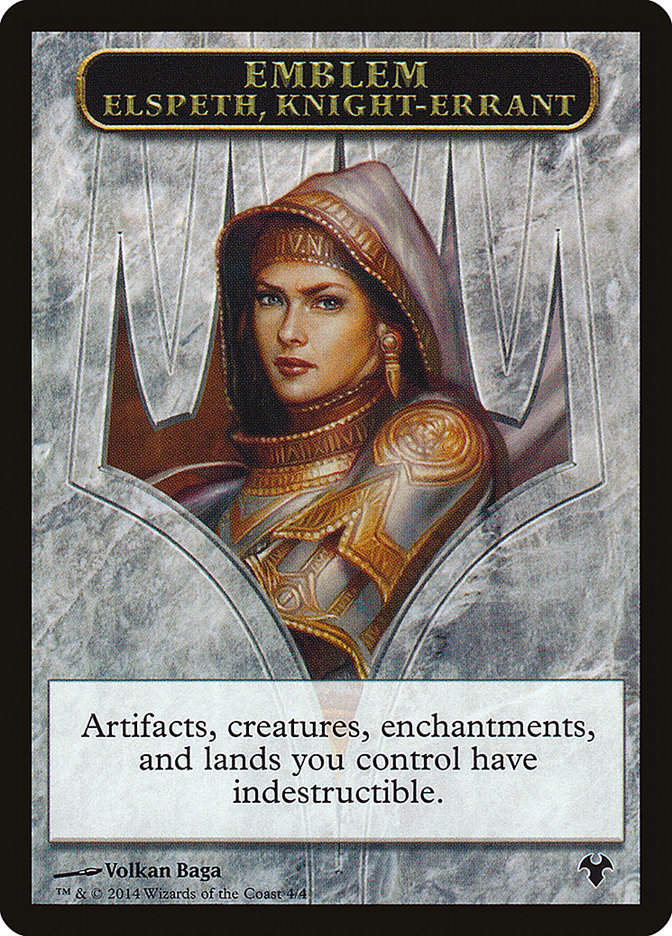Emblem - Elspeth, Knight-Errant // Soldier Double-Sided Token [Modern Event Deck 2014 Tokens] | Pegasus Games WI