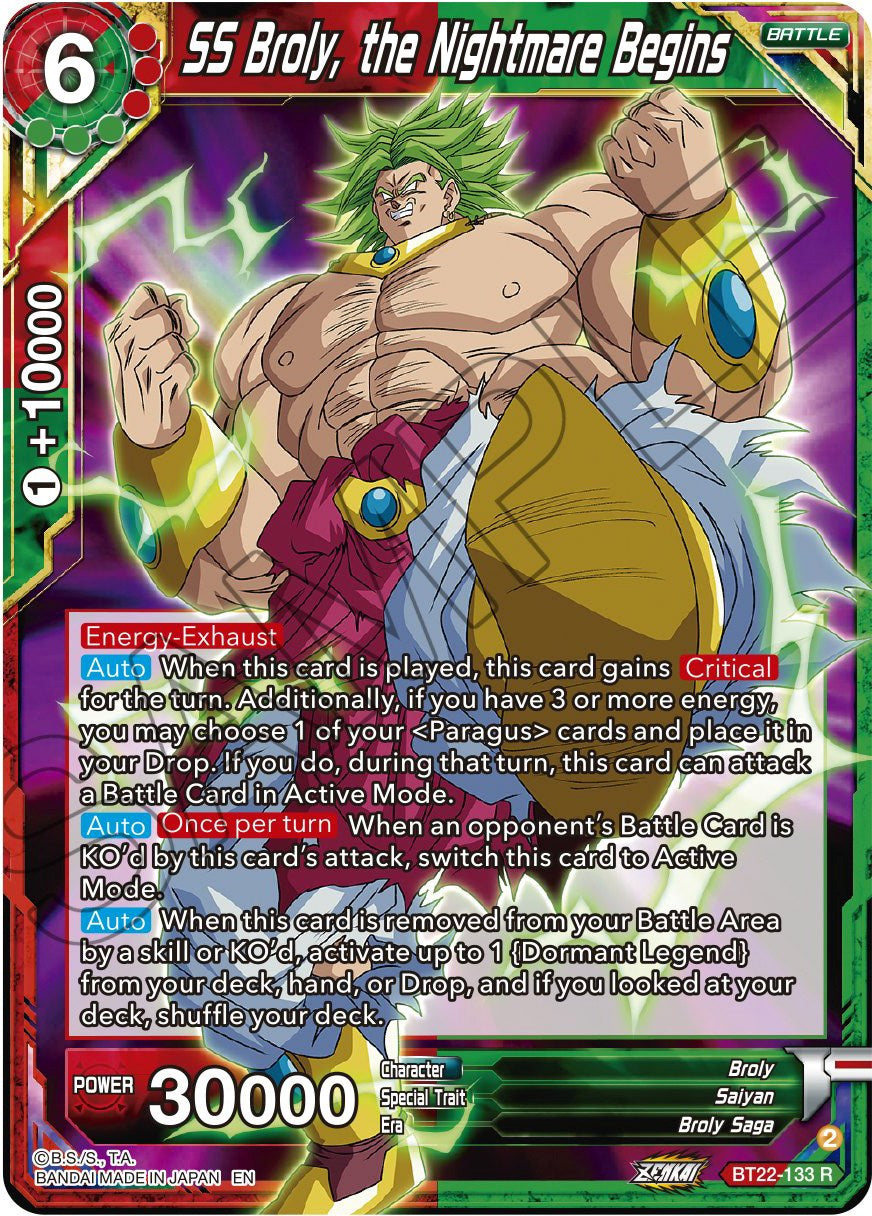 SS Broly, the Nightmare Begins (BT22-133) [Critical Blow] | Pegasus Games WI