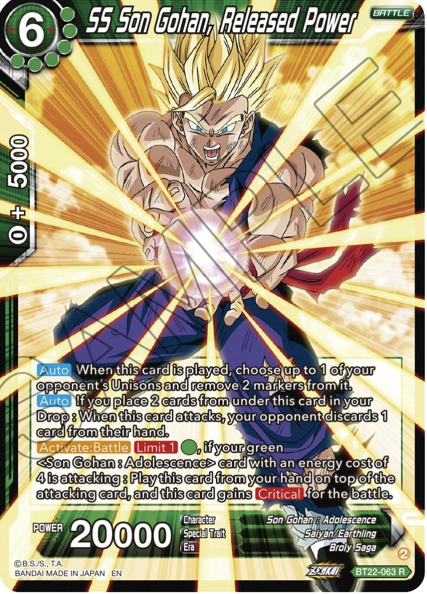 SS Son Gohan, Released Power (BT22-063) [Critical Blow] | Pegasus Games WI