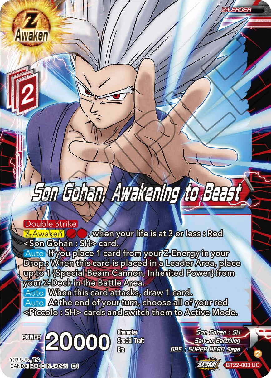 Son Gohan, Awakening to Beast (BT22-003) [Critical Blow] | Pegasus Games WI