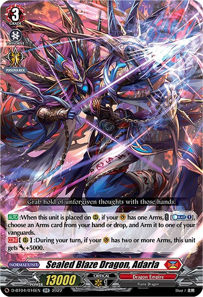 Sealed Blaze Dragon, Adarla (D-BT04/016EN) [Awakening of Chakrabarthi] | Pegasus Games WI