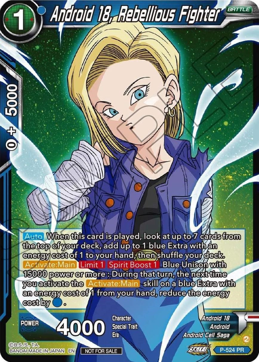 Android 18, Rebellious Fighter (Zenkai Series Tournament Pack Vol.5) (P-524) [Tournament Promotion Cards] | Pegasus Games WI