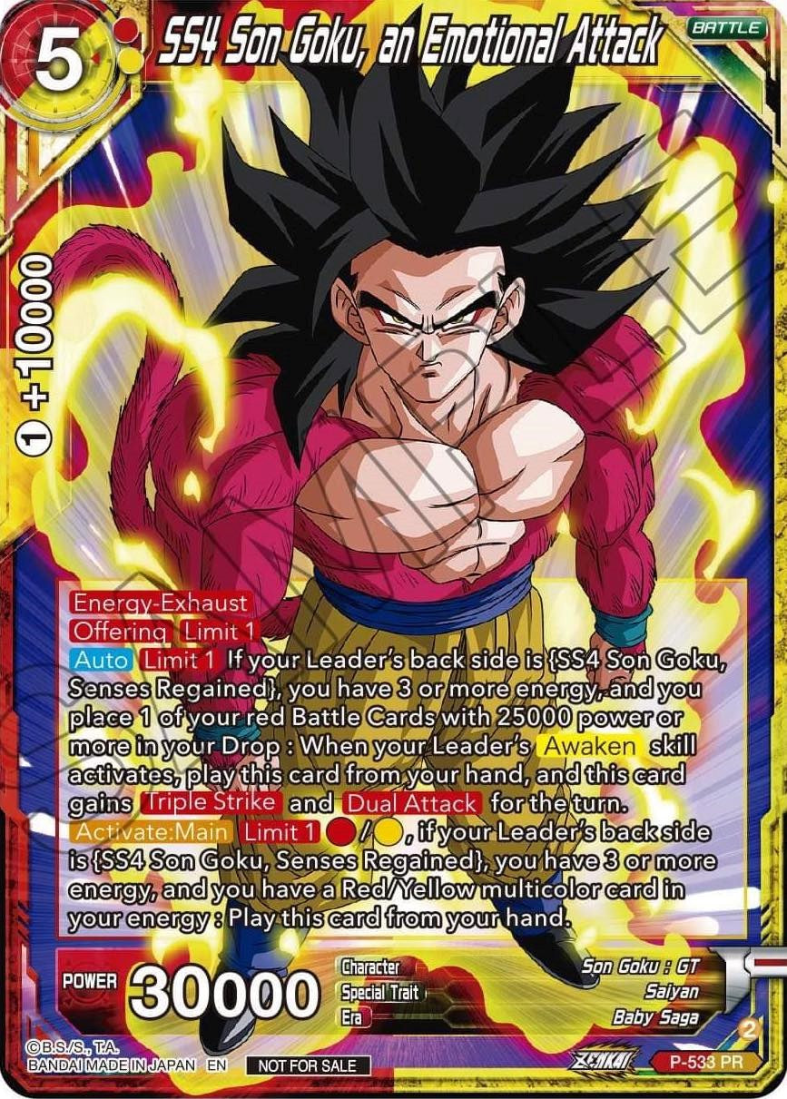 SS4, Son Goku, an Emotional Attack (Zenkai Series Tournament Pack Vol.5) (P-533) [Tournament Promotion Cards] | Pegasus Games WI