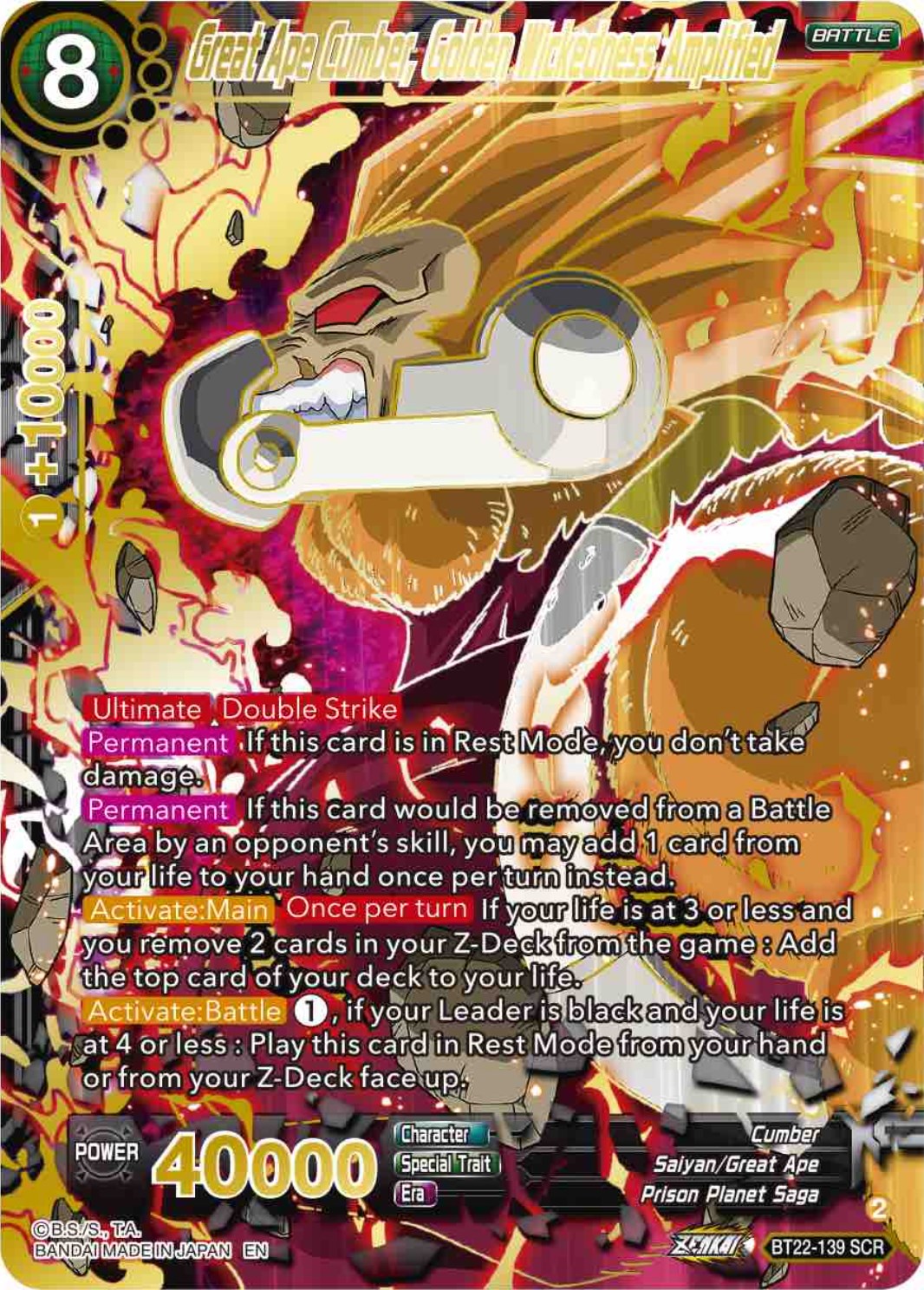 Great Ape Cumber, Golden Wickedness Amplified (BT22-139) [Critical Blow] | Pegasus Games WI