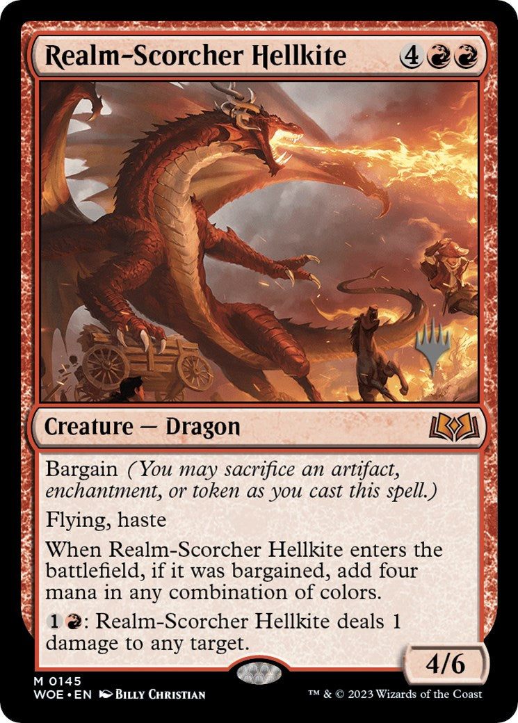 Realm-Scorcher Hellkite (Promo Pack) [Wilds of Eldraine Promos] | Pegasus Games WI