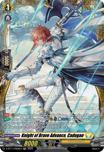 Knight of Brave Advance, Cadugan (D-BT11/FR28EN) [Clash of the Heroes] | Pegasus Games WI