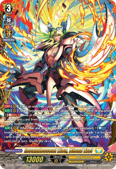 Incandescent Lion, Blond Ezel (D-BT11/FFR11EN) [Clash of the Heroes] | Pegasus Games WI