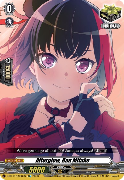 Afterglow, Ran Mitake (D-BT11/EX06EN) [Clash of the Heroes] | Pegasus Games WI