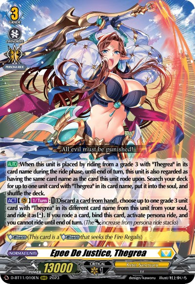 Epee De Justice, Thegrea (D-BT11/010EN) [Clash of the Heroes] | Pegasus Games WI