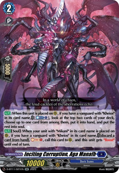 Inciting Corruption, Aga Manafh (D-BT11/021EN) [Clash of the Heroes] | Pegasus Games WI