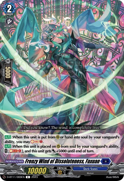 Frenzy Wind of Dissoluteness, Faxuan (D-BT11/069EN) [Clash of the Heroes] | Pegasus Games WI