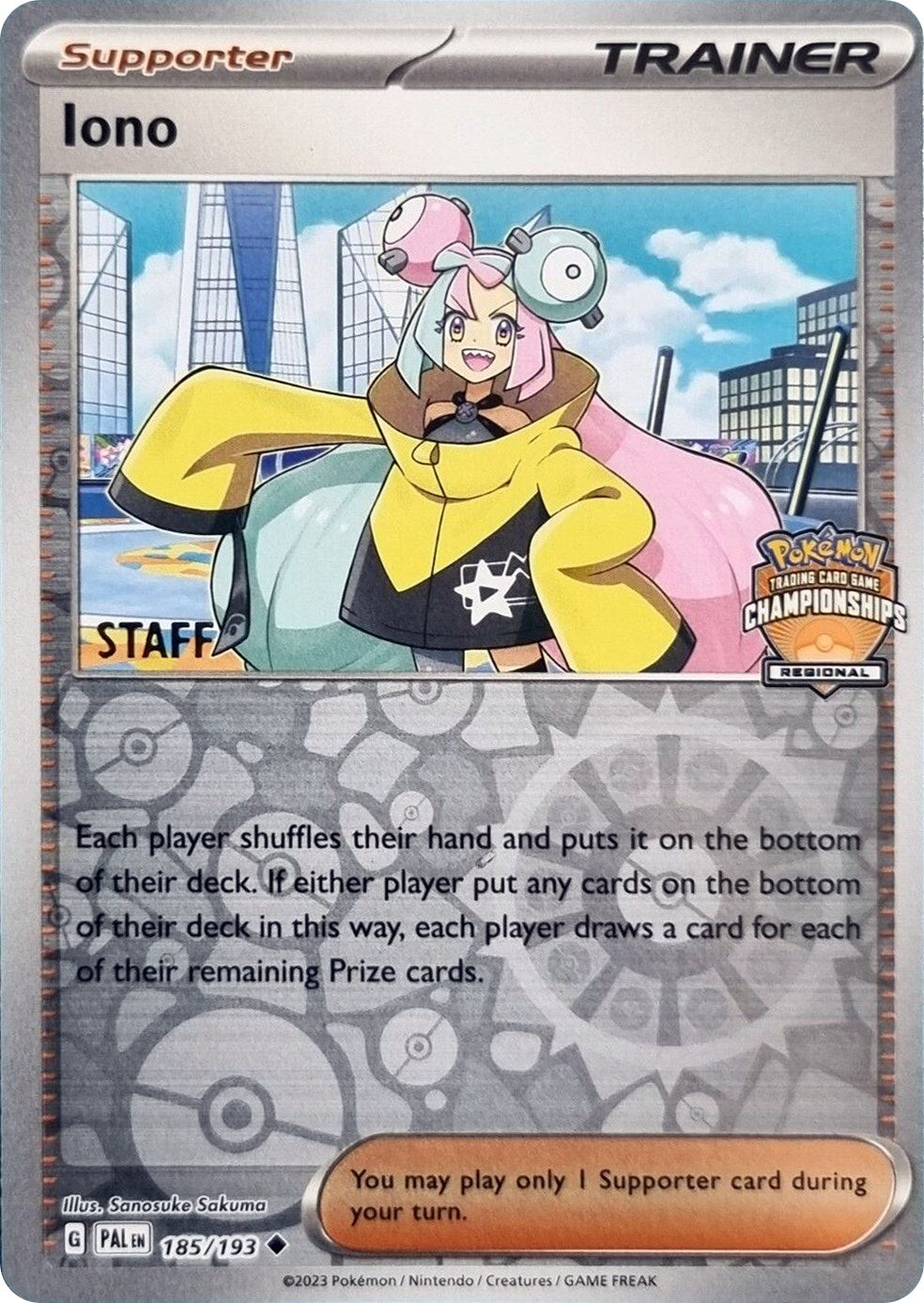 Iono (185/193) (Regional Championships Promo Staff) [League & Championship Cards] | Pegasus Games WI