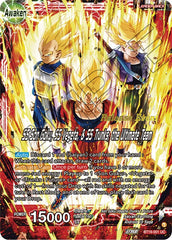 Son Goku & Vegeta & Trunks // SS Son Goku, SS Vegeta, & SS Trunks, the Ultimate Team (Fighter's Ambition Holiday Pack) (BT19-001) [Tournament Promotion Cards] | Pegasus Games WI