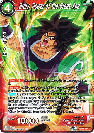 Broly, Power of the Great Ape (BT11-016) [Vermilion Bloodline 2nd Edition] | Pegasus Games WI