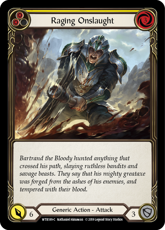 Raging Onslaught (Yellow) [WTR189-C] (Welcome to Rathe)  Alpha Print Normal | Pegasus Games WI