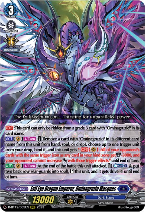 Evil Eye Dragon Emperor, Ominagruzio Masques (D-BT12/005EN) [Evenfall Onslaught] | Pegasus Games WI