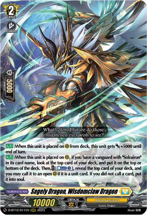 Sagely Dragon, Wisdomclaw Dragon (D-BT12/011EN) [Evenfall Onslaught] | Pegasus Games WI