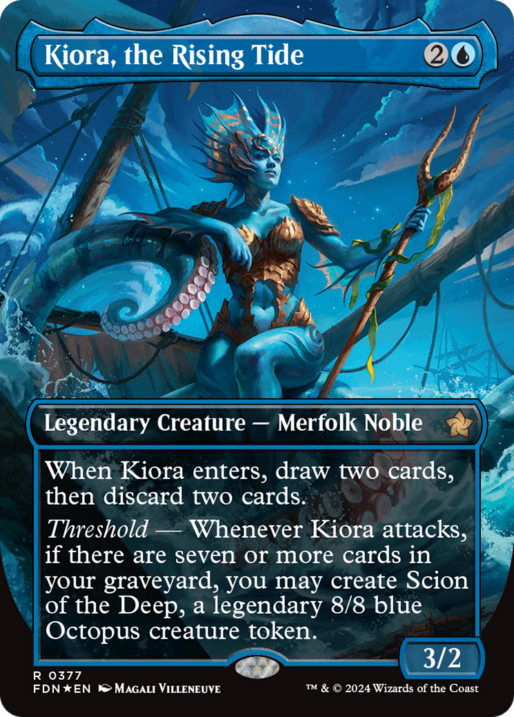 Kiora, the Rising Tide (Borderless) (Mana Foil) [Foundations] | Pegasus Games WI