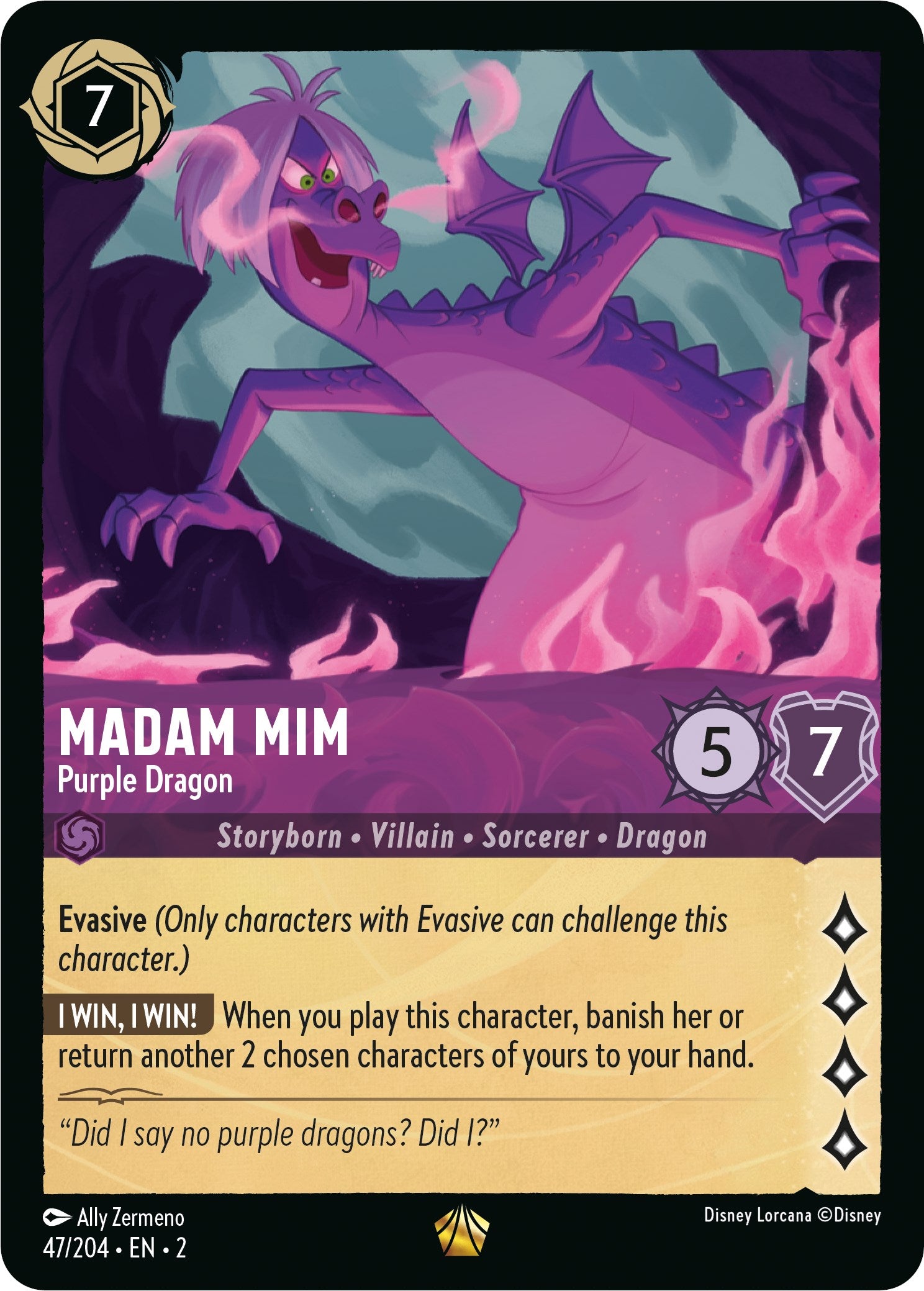 Madam Mim - Purple Dragon (47/204) [Rise of the Floodborn] | Pegasus Games WI