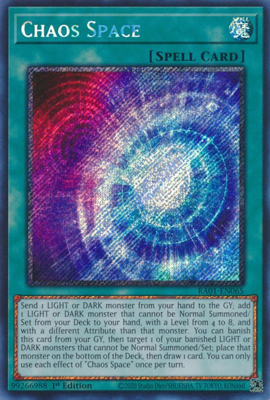 Chaos Space [RA01-EN065] Platinum Secret Rare | Pegasus Games WI