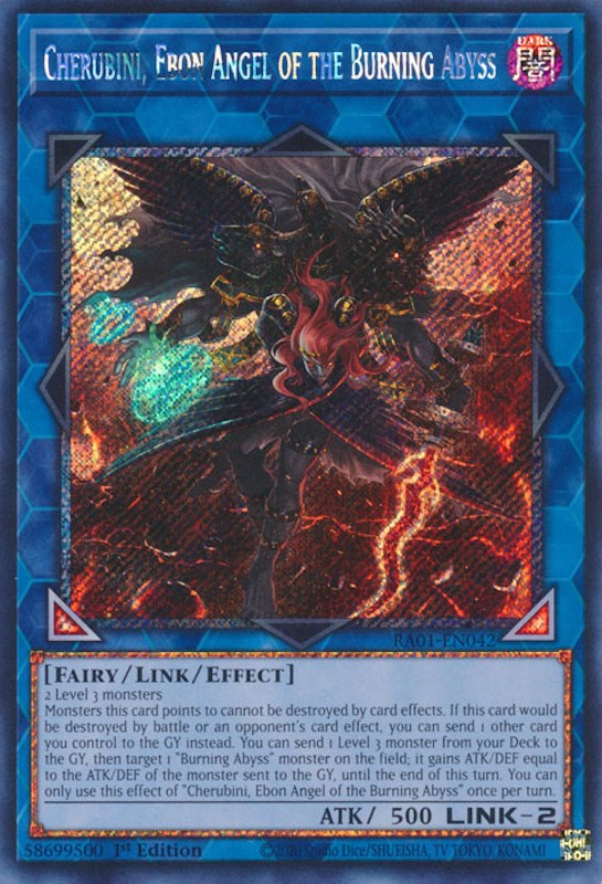 Cherubini, Ebon Angel of the Burning Abyss [RA01-EN042] Platinum Secret Rare | Pegasus Games WI