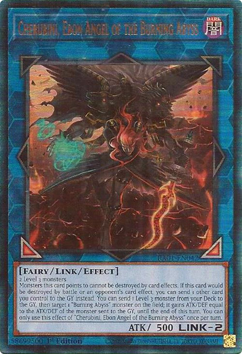 Cherubini, Ebon Angel of the Burning Abyss [RA01-EN042] Prismatic Ultimate Rare | Pegasus Games WI