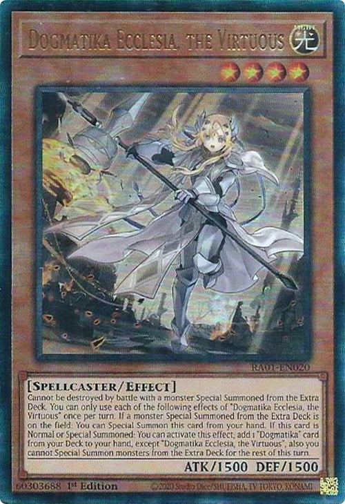 Dogmatika Ecclesia, the Virtuous [RA01-EN020] Prismatic Ultimate Rare | Pegasus Games WI