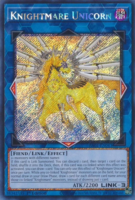 Knightmare Unicorn [RA01-EN043] Platinum Secret Rare | Pegasus Games WI