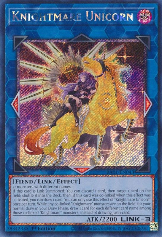 Knightmare Unicorn (Alternate Art) [RA01-EN043] Platinum Secret Rare | Pegasus Games WI