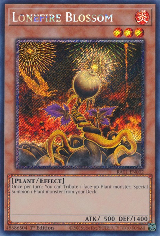 Lonefire Blossom [RA01-EN002] Prismatic Secret Rare | Pegasus Games WI